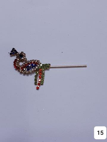 GOLDEN 2" PEACOCK BANSURI DECORETED WITH STONES.