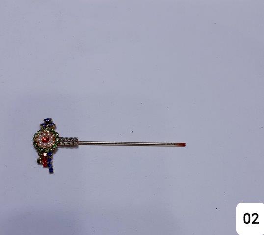 METALIC 3" BANSURI WITH STONES AND PEARLS