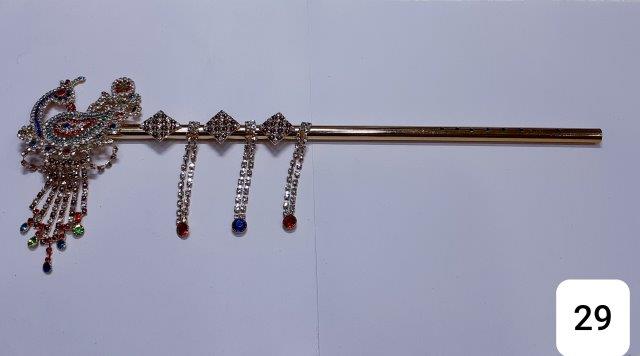GOLDEN /SILVER 12'' PEACOCK SHAPED MULTICOLOR WITH HEAVY HANGINGS BANSURI.