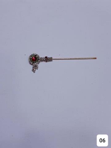 GOLDEN 3.5''BANSURI WITH COLOURFUL STONES AND PEARL.