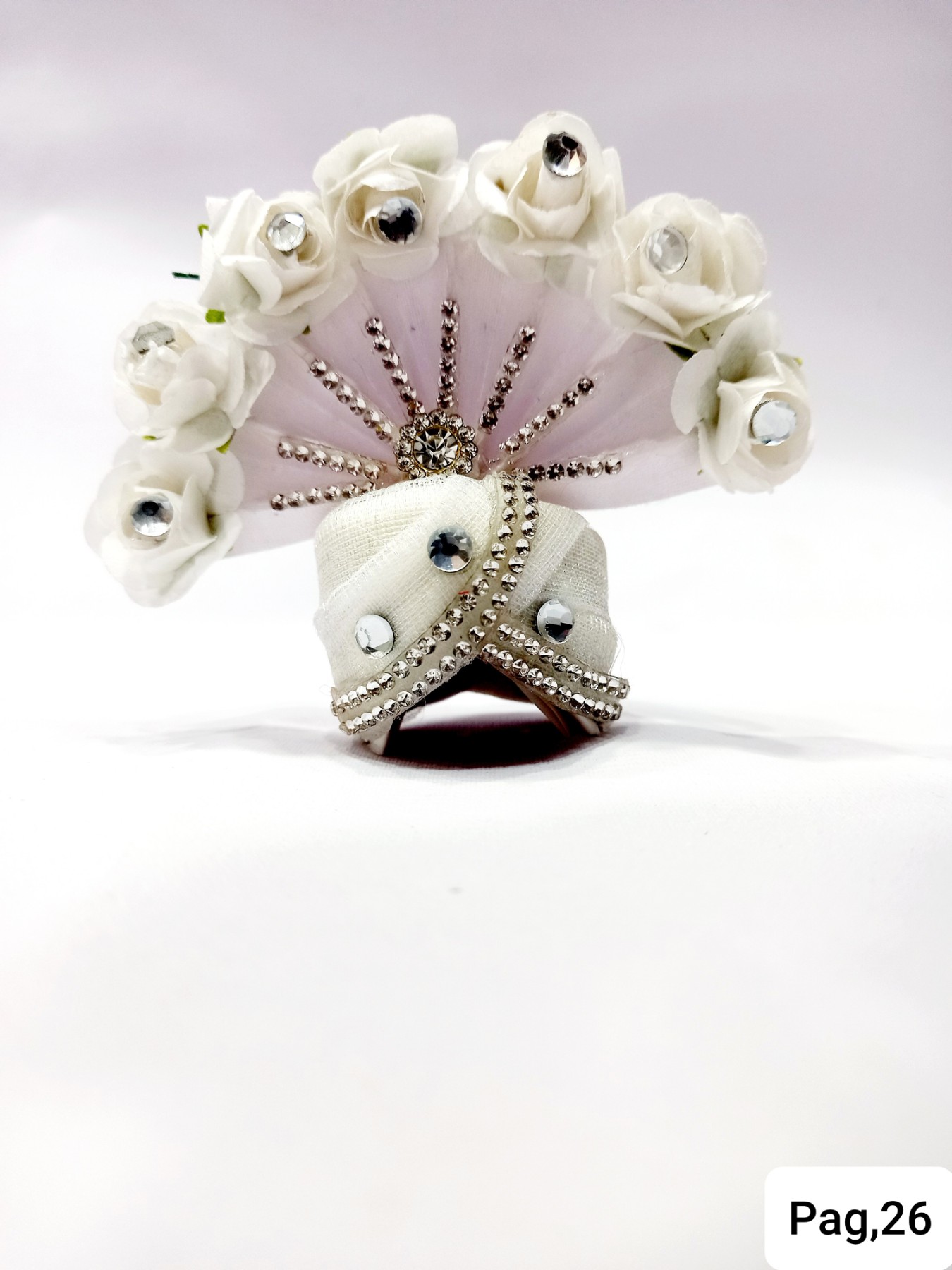 Decorated pagdi with lace,stones and flowers